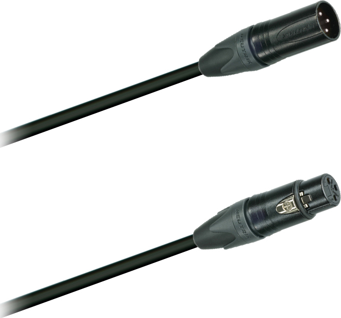 [17921/SW] Dreitec 17921 Mikrofonkabel m/Sorte Neutrik plugger (0.5m)