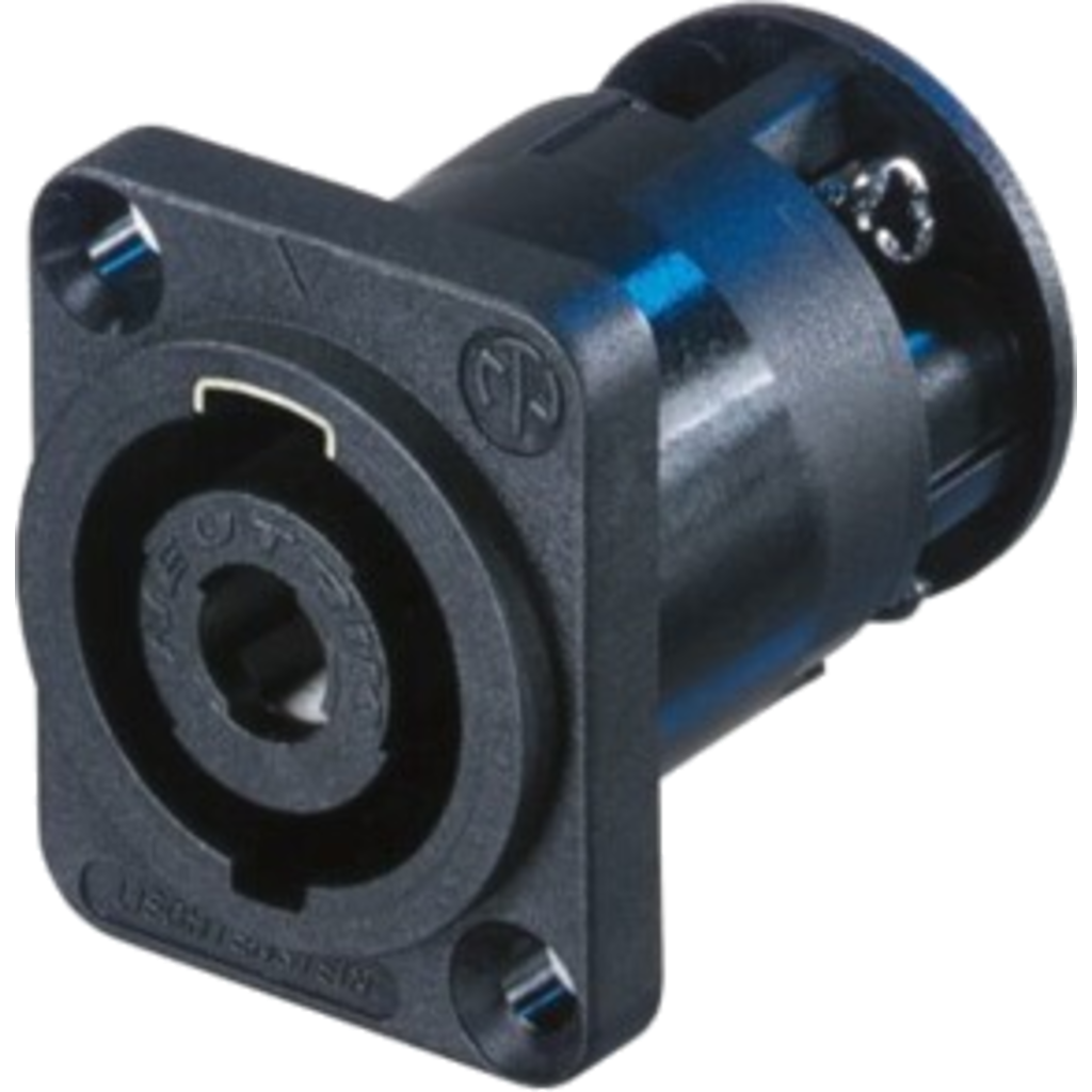 [NL4MP-ST] Neutrik NL4MP-ST – 4-polet hann speakON chassis-kontakt med skruterminaler (D-flens)
