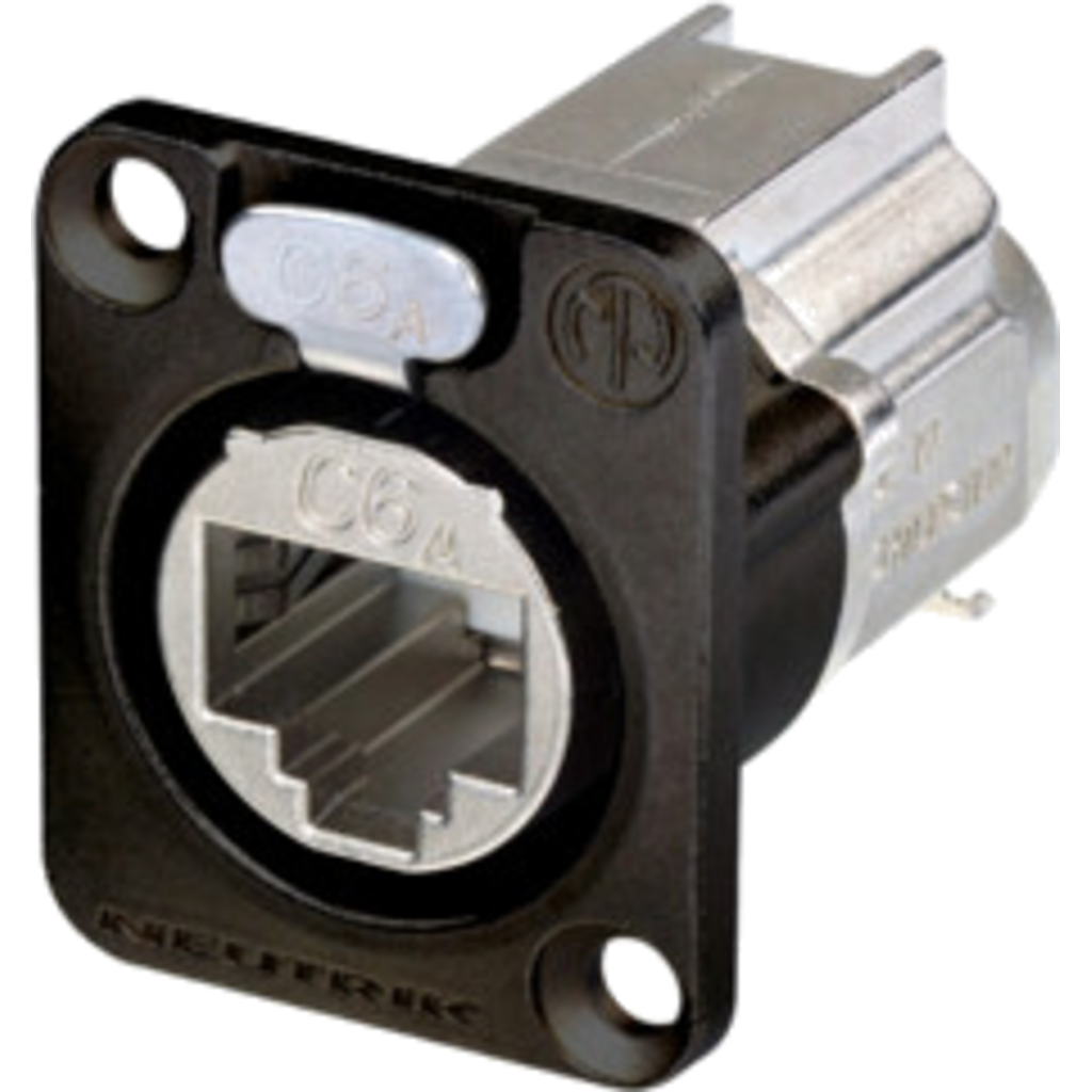 [NE8FDX-Y6-B] Neutrik NE8FDX-Y6-B – etherCON® CAT6A D-serie chassis-kontakt (skjermet, svart hus)