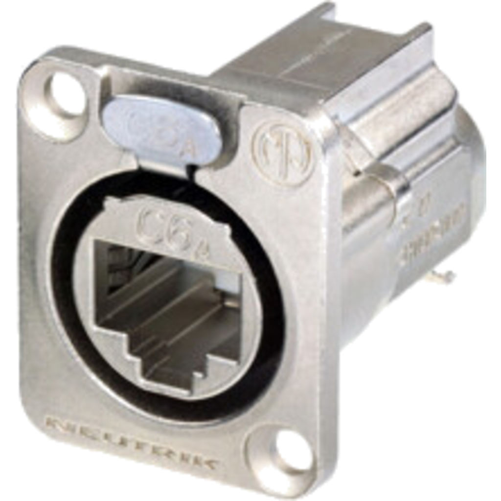 Neutrik NE8FDX-Y6 – etherCON® CAT6A D-serie chassis-kontakt (skjermet, nikkel hus)