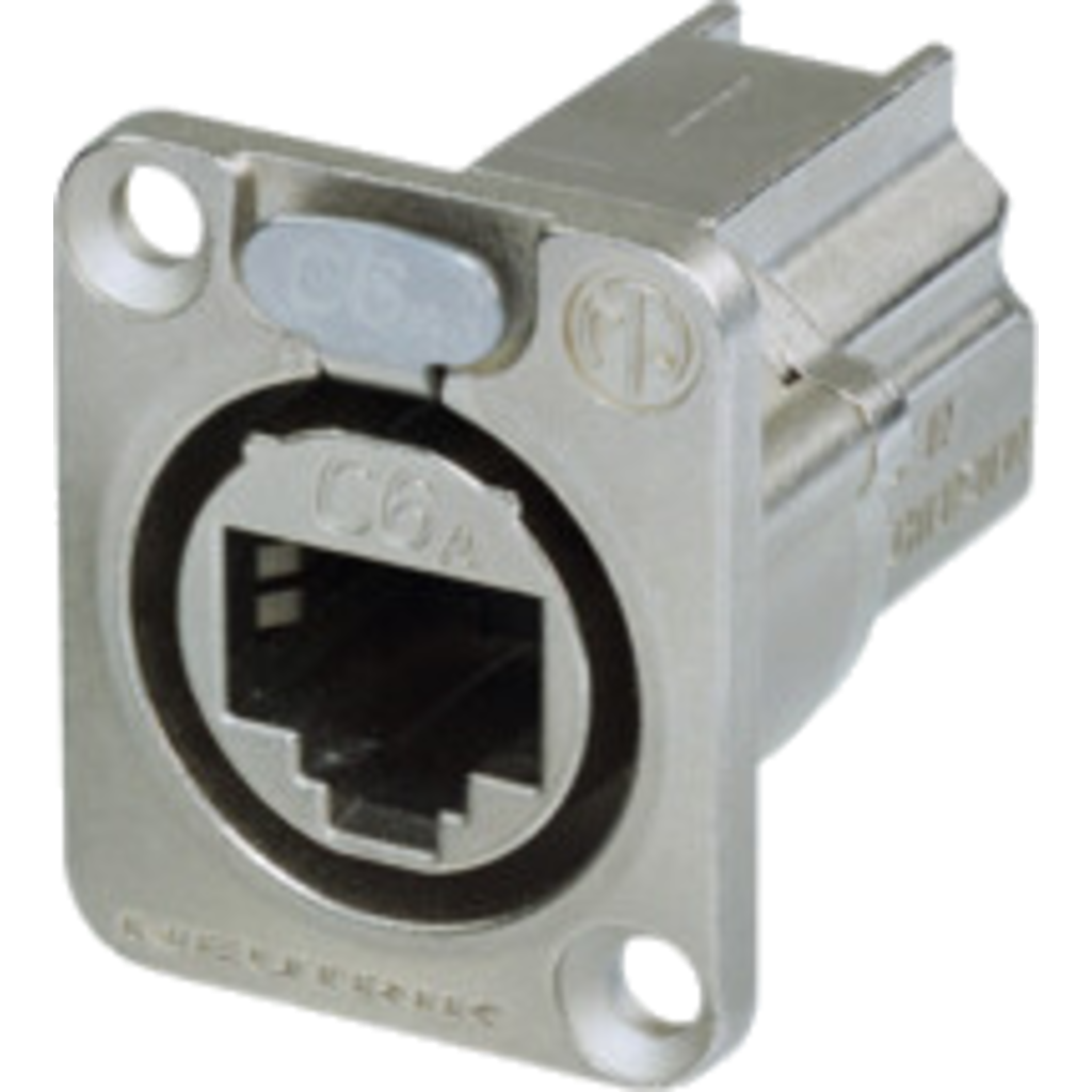 [NE8FDX-P6] Neutrik NE8FDX-P6 – etherCON® CAT6A D-serie chassis-kontakt (feedthrough, nikkelhus)