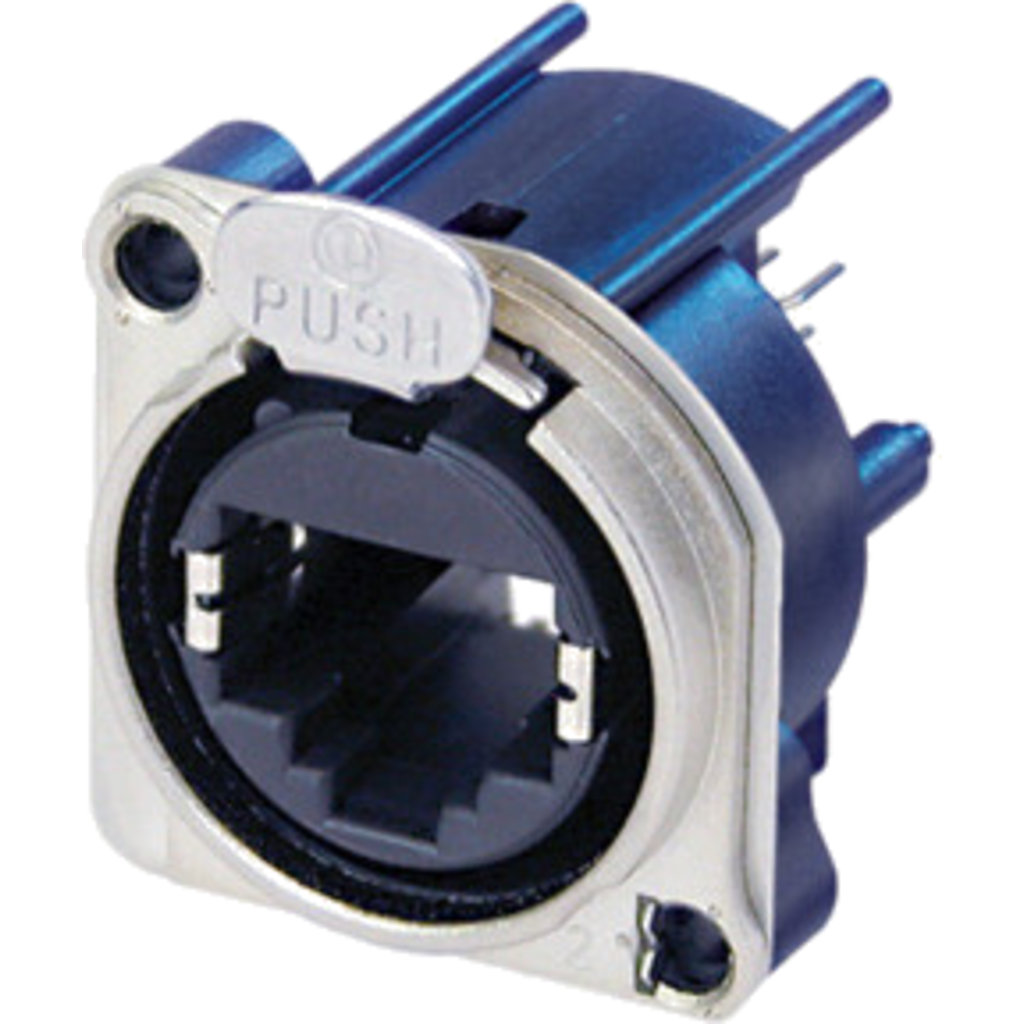 Neutrik NE8FBV – etherCON® CAT5e B-serie chassis-kontakt, vertikal PCB-montert