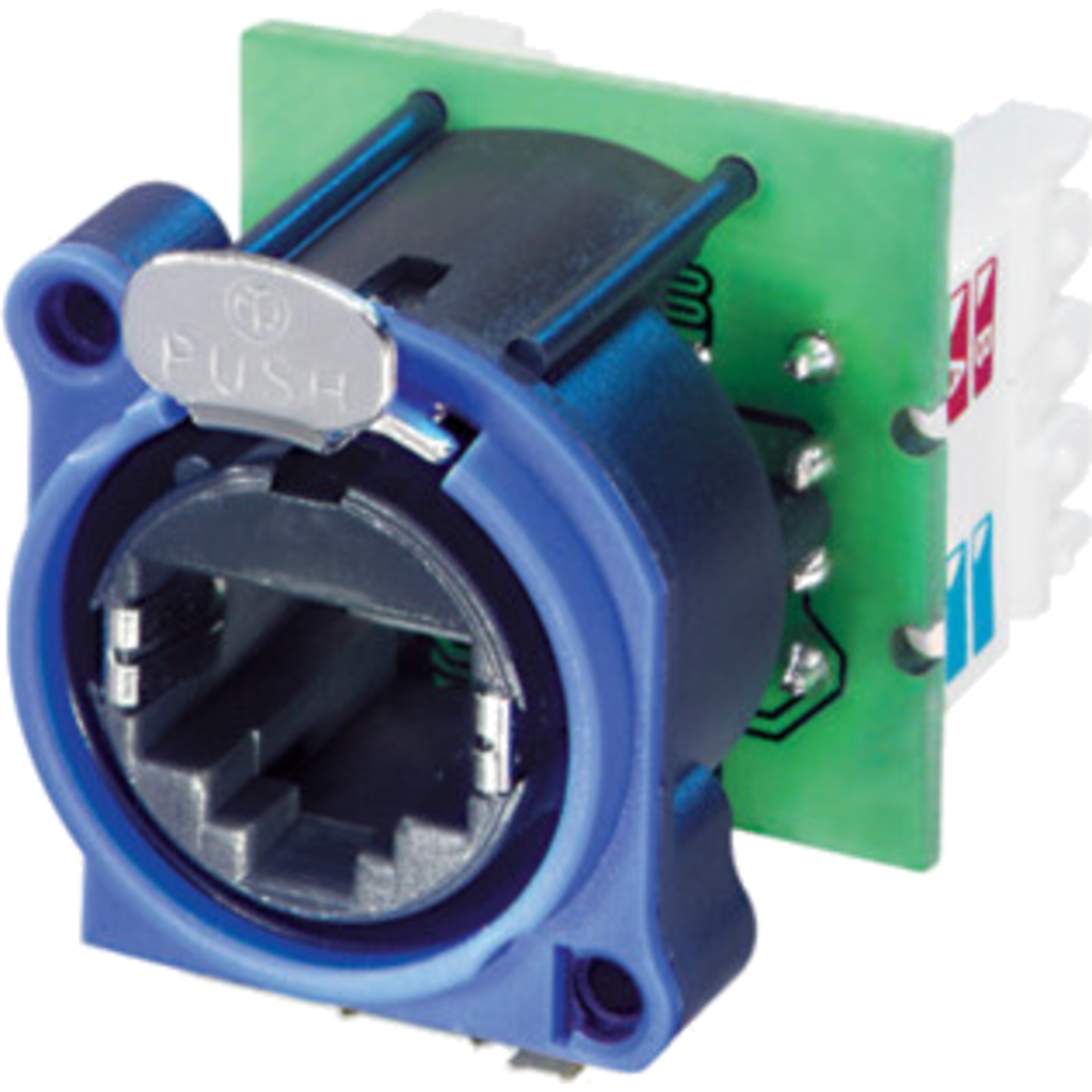 [NE8FAV-Y110] Neutrik NE8FAV-Y110 – etherCON® CAT5e A-serie chassis-kontakt med IDC 110 punch down-tilkobling