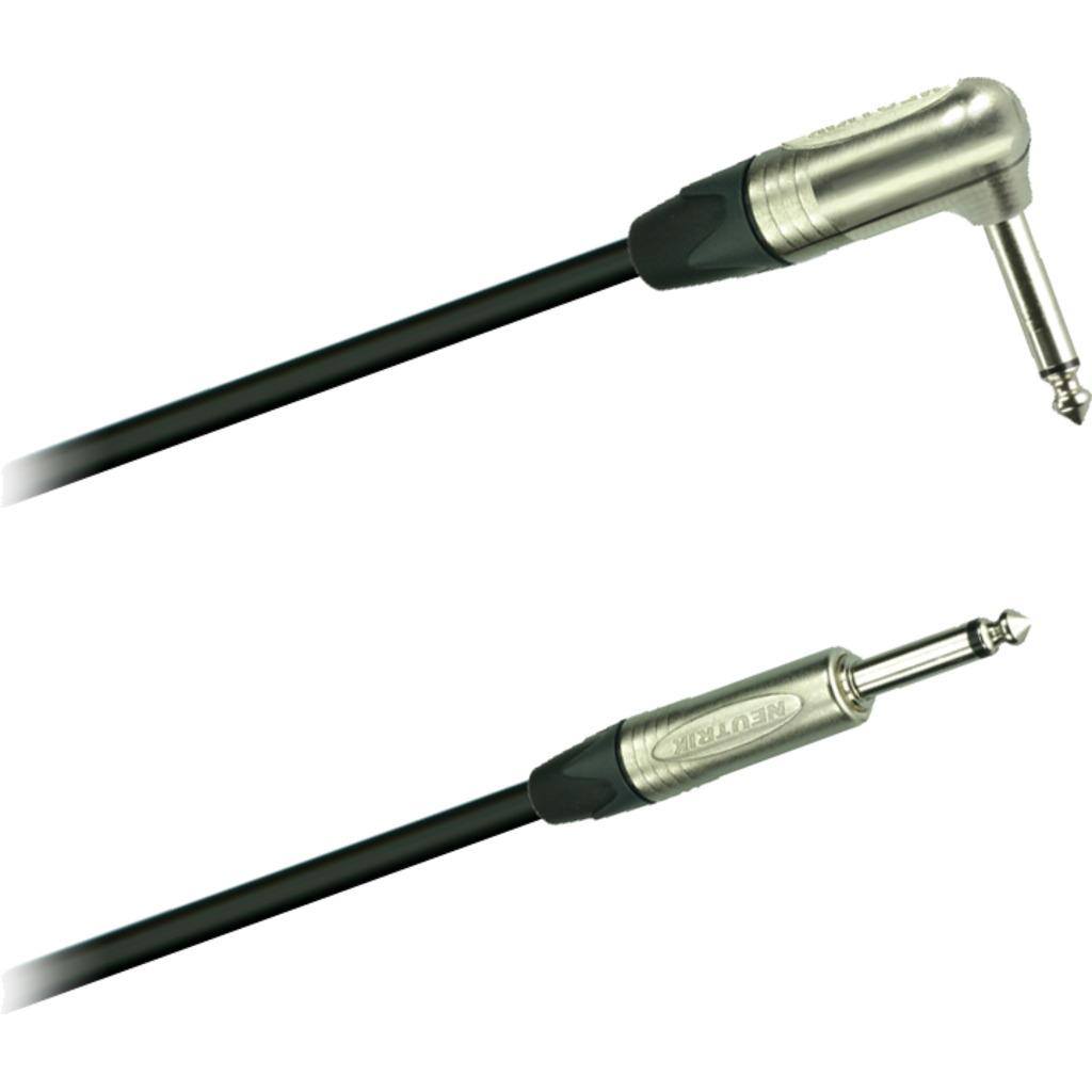 [16319/SW] Dreitec 16319 instrumentkabel med vinkel/rett Neutrik jack – pålitelig kabel for gitar, bass og keyboard (0.25m)