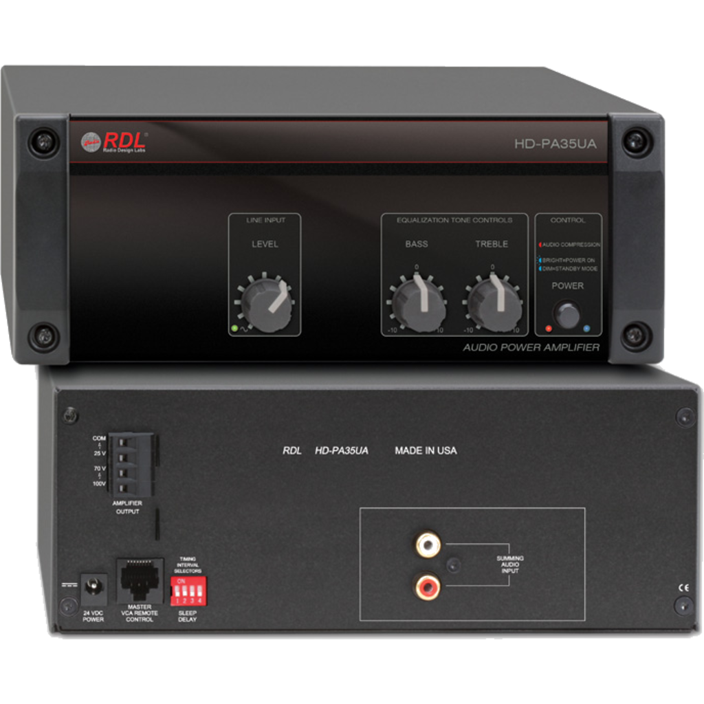 [HD-PA35UA] RDL HD-PA35UA Power Amplifier 35 W – 25 V / 70 V / 100 V med strømforsyning
