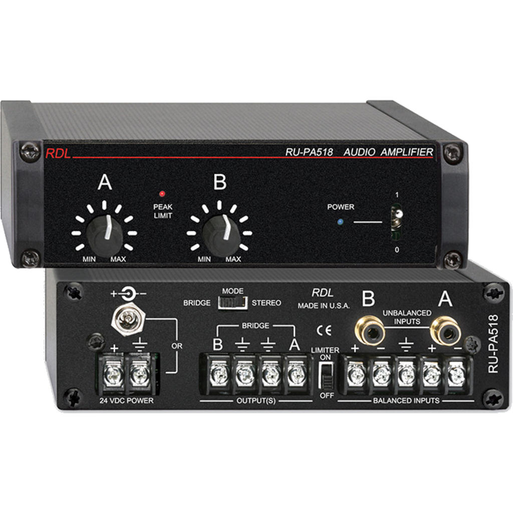 RDL RU-PA518 Stereo/Mono Audio Amplifier 2x9 W / 18 W 8 Ω