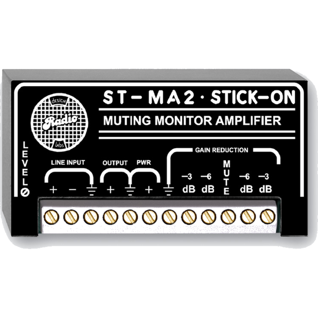RDL ST-MA2 er en kompakt 2 W monitorforsterker med mute- og nivåkontroll