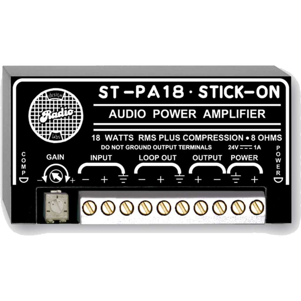 [ST-PA18] RDL ST-PA18 – 18 W mono lydforsterker for 8 Ω høyttalere