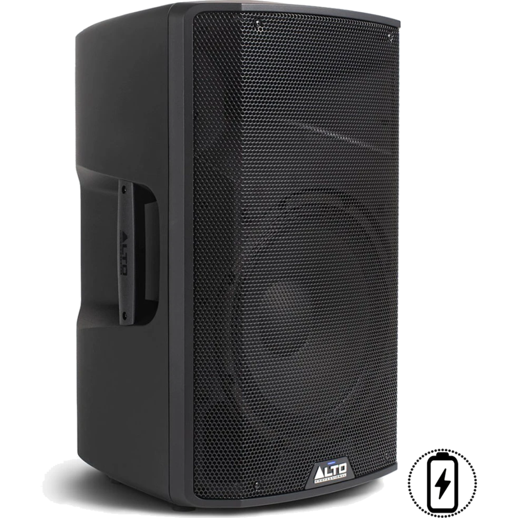 [TX412B] Alto Professional TX412B er en batteridrevet 12" aktiv høyttaler på 600 watt med Bluetooth – utviklet for kraftig, trådløs lyd der strøm ikke er tilgjengelig.