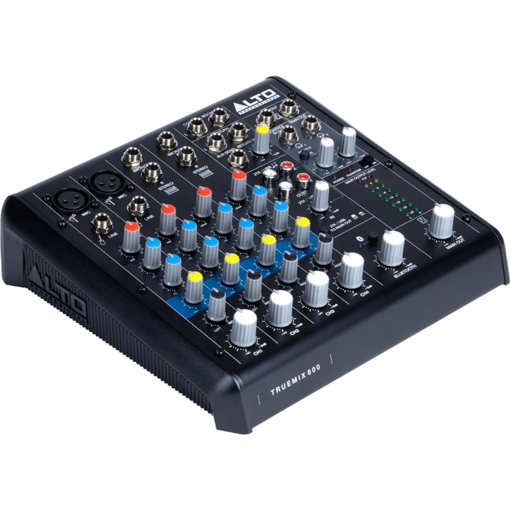 Alto Professional TrueMix 600 er en 6-kanals kompakt mikser med USB-grensesnitt og innebygd Bluetooth.