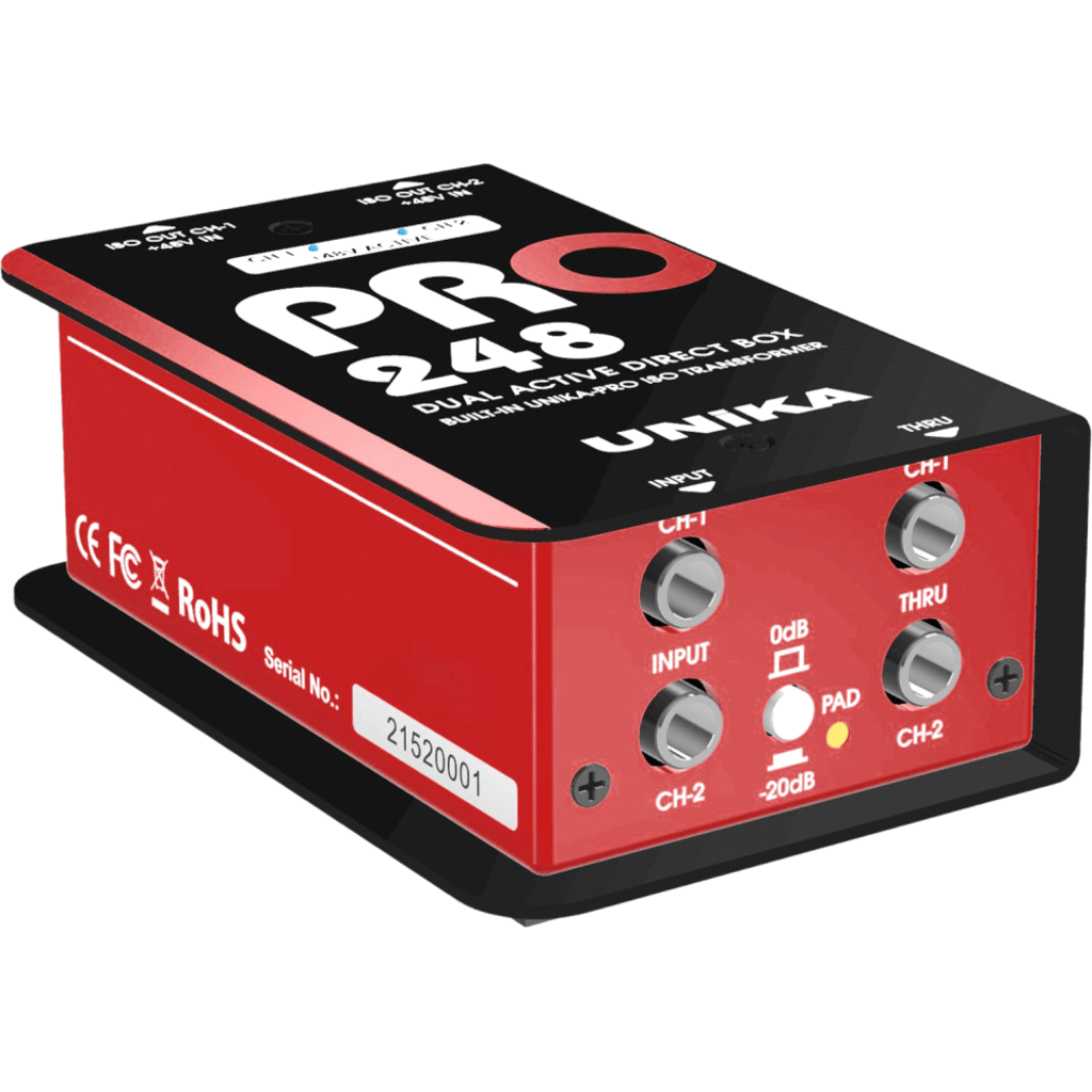 [117003] UNiKA PRO-248 – Aktiv dobbel DI-boks med “custom” isolasjonstransformator