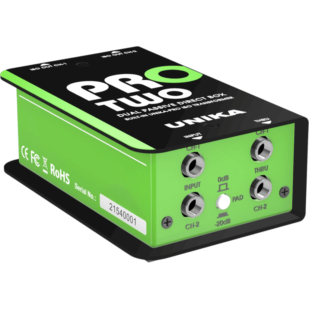 [28732] UNiKA PRO-TWO – Passiv dobbel linjenivå DI-boks med “custom” isolasjonstransformator