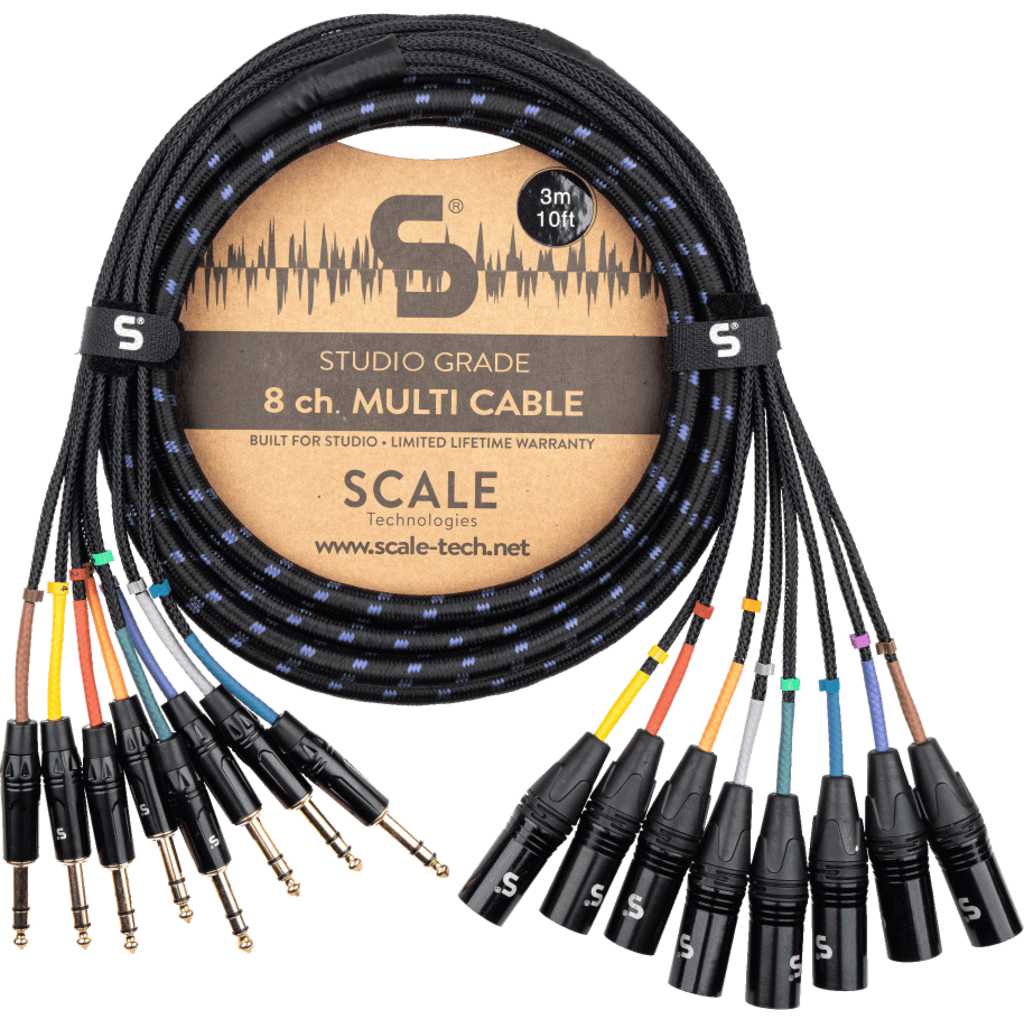 Scale SG8-TRM er en “Studio Grade” 8-kanals analog multikabel (XLR-m – TRS)
