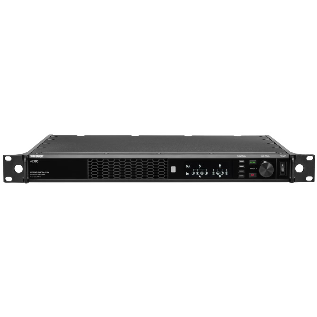 [AD8CE] Shure AD8CE er en 8-ports antennekombiner for Axient Digital PSM-systemer med fleksible 8:1- og 2×4:1-moduser