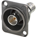 Neutrik NBB75DFIX – UHD BNC-panelkontakt, 75 Ω, isolert D-hus med gjennomgang 