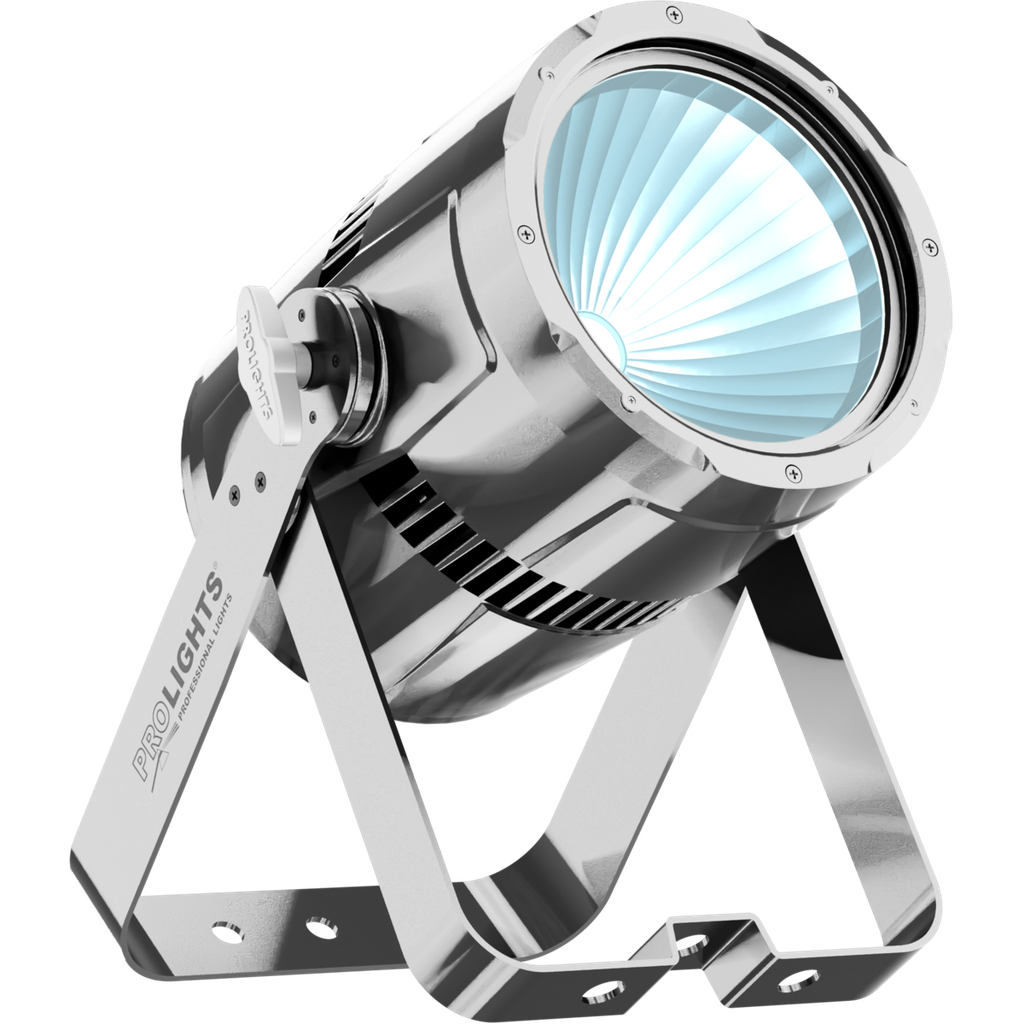 Prolights STUDIOCOBDYCR er en 100W, 5000 K, LED-PAR i kromfinish for scenelys og installasjoner