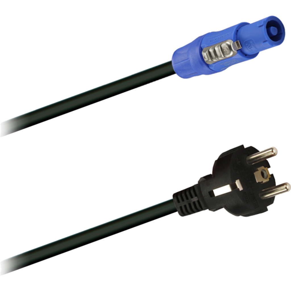 Dreitec powerCON-nettkabel – 3m, Schuko til Neutrik powerCON NAC3FCA