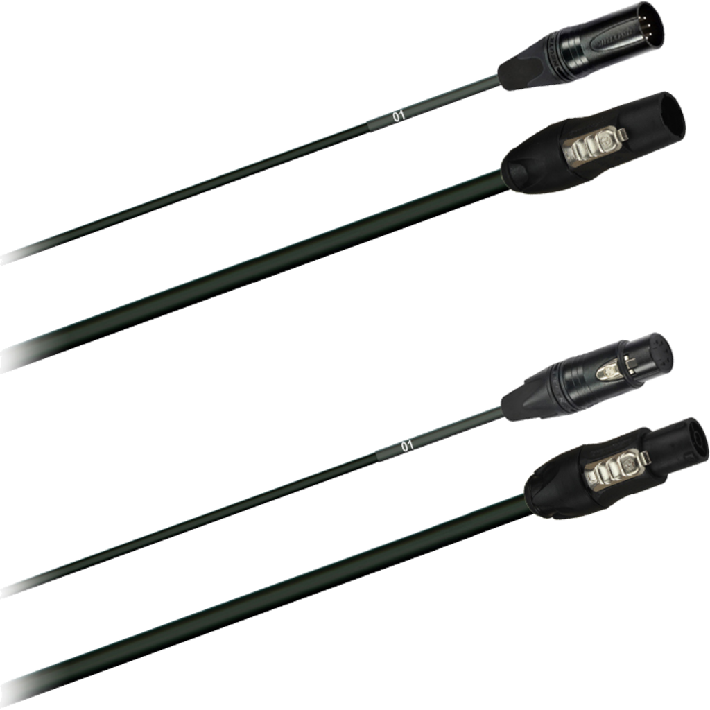 Dreitec 40119 hybrid DMX/strøm-kabel – 5-pin XLR + powerCON TRUE1