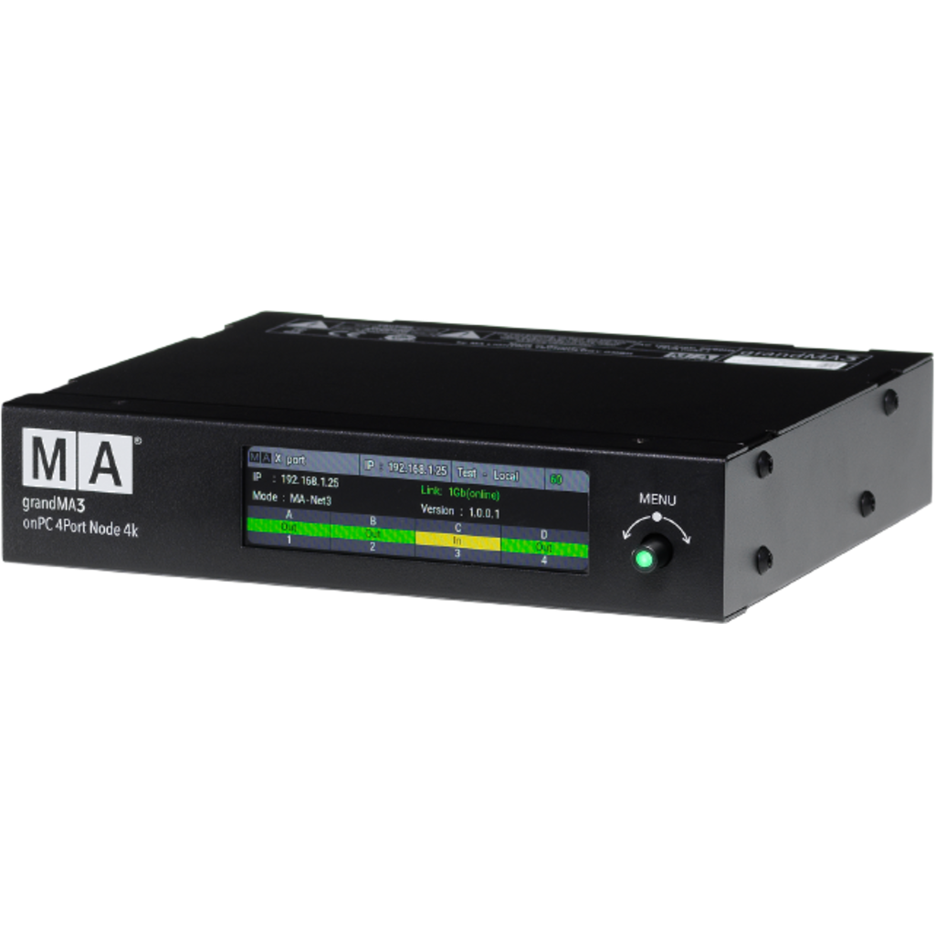 [2257282] MA Lighting 4010513-1 grandMA3 onPC 4Port Node 4k PoE er en kompakt DMX-node for fleksibel distribusjon og onPC-styring