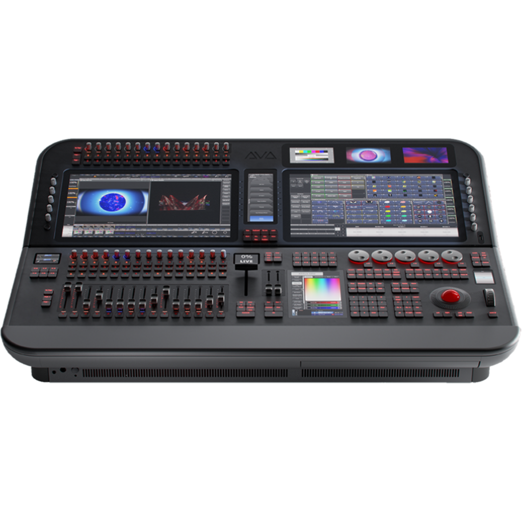 Avolites D9-215 Diamond 9 er en profesjonell lyskonsoll med to hovedskjermer og motoriserte Penny & Giles-fadere 