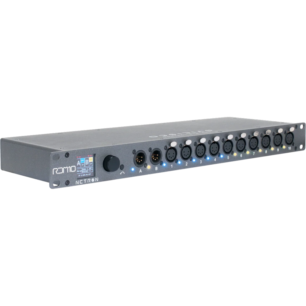 Obsidian Netron RDM 10 er en hybrid DMX-splitter, merger og EtherDMX-gateway i én enhet 