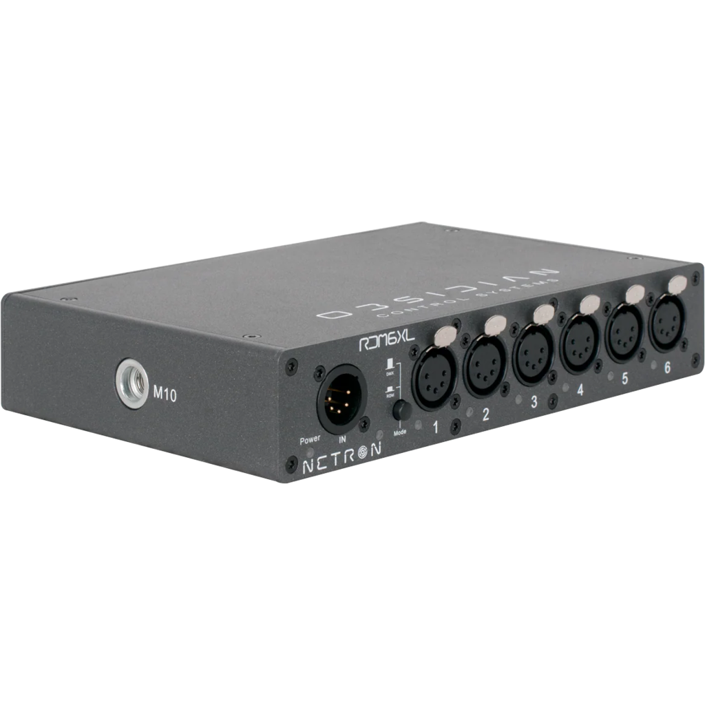 [2256648] Obsidian Netron RDM 6XL er en robust og kompakt DMX/RDM-splitter med seks optisk isolerte utganger. 