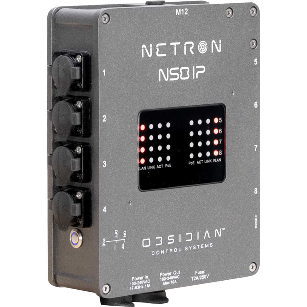 [2256673] Obsidian Netron NS8 IP er en IP66-klassifisert Gigabit-nettverkssvitsj med PoE+ for utendørs og krevende miljøer. 