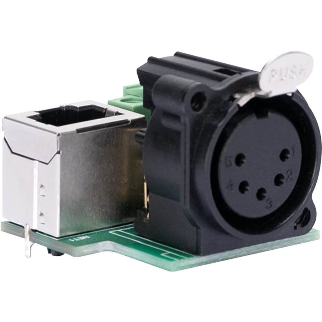 Obsidian Netron PCB5P er et kompakt 5-pins DMX-utgangskort for skreddersydde installasjoner. 