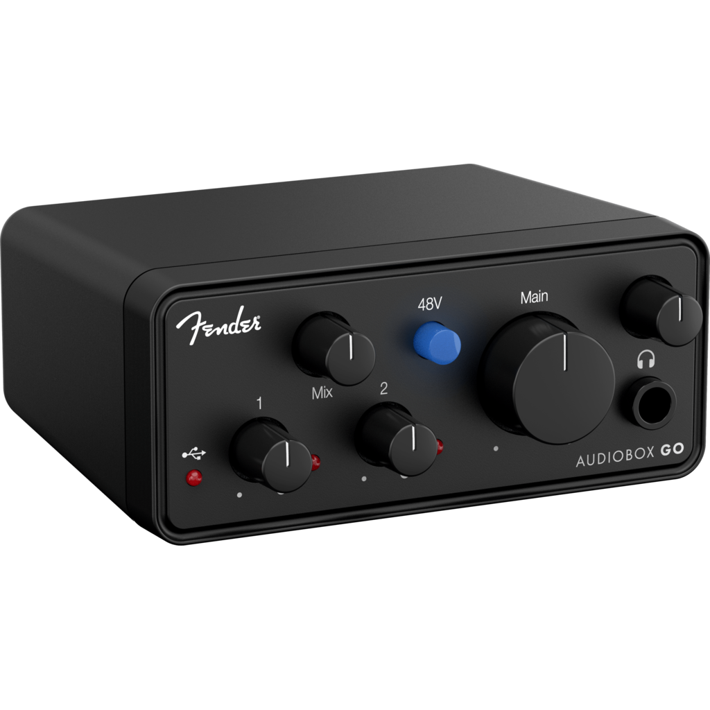 Fender AudioBox Go er et kompakt 2×2 USB-C lydkort fra Fender Studio, utviklet for enkel og mobil opptak med profesjonell lydkvalitet.