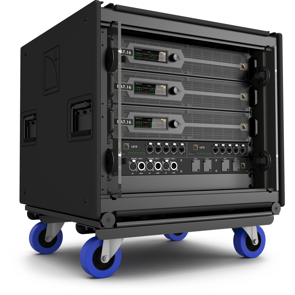 L-Acoustics LA-RAK III er et komplett touring-rack for høyytelses forsterkning og signaldistribusjon