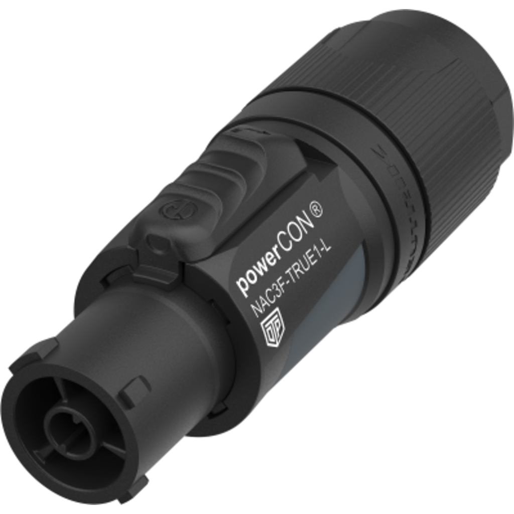 Neutrik NAC3F-TRUE1-L er en låsbar powerCON TRUE1 kabelkontakt