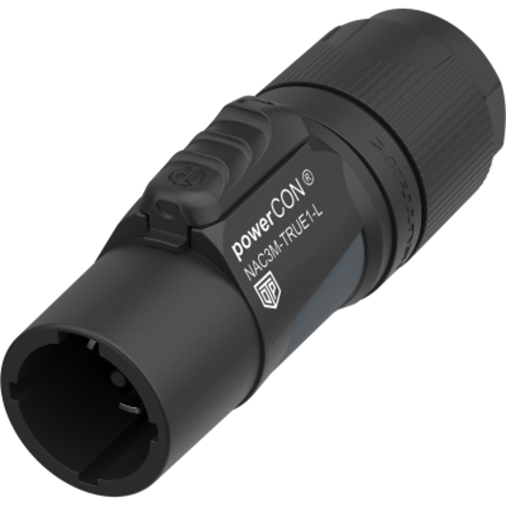 Neutrik NAC3M-TRUE1-L er en powerCON TRUE1 hannkontakt for krevende strømapplikasjoner