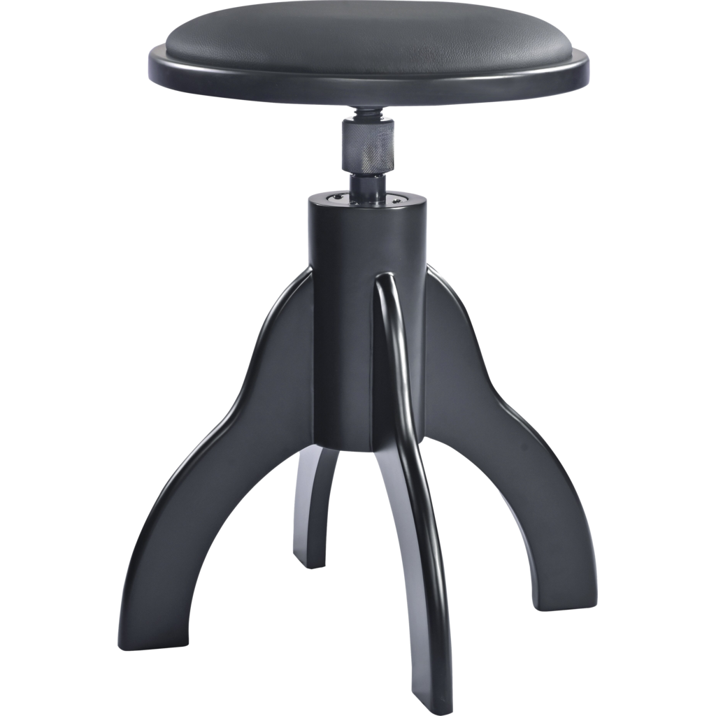 K&M 13850 – Pianokrakk i heltre med trinnløs høydejustering 485–625 mm, sort matt