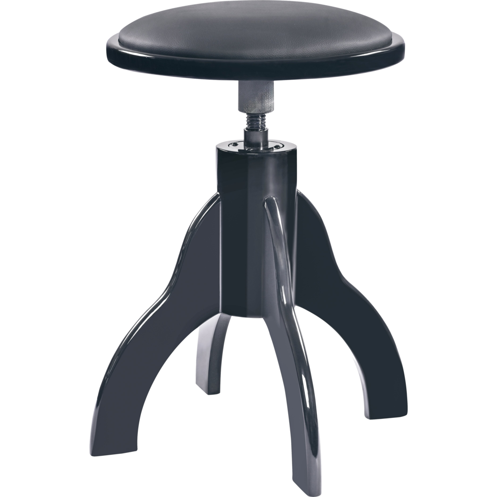 K&M 13851 – Pianokrakk i heltre med trinnløs høydejustering 485–625 mm, sort høyglans