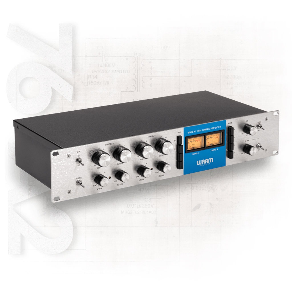[WM-WA76-A2] Warm Audio WA76-A2 – dual-kanals FET-kompressor med klassisk “Blue Stripe”-karakter