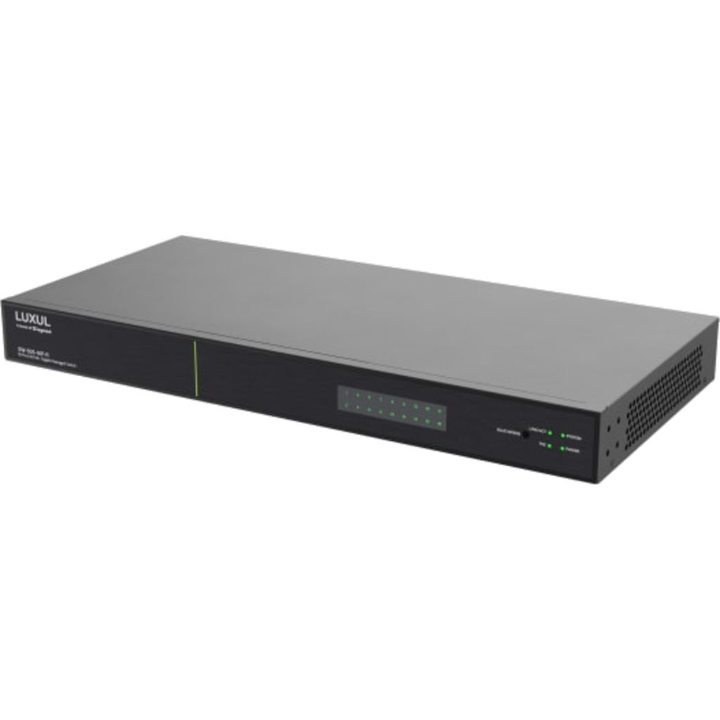 [LUX-SW-505-16P-R-E] Legrand SW-505-16P-R – 16-port PoE+ L2/L3 managed switch med 2 RJ45/SFP uplink