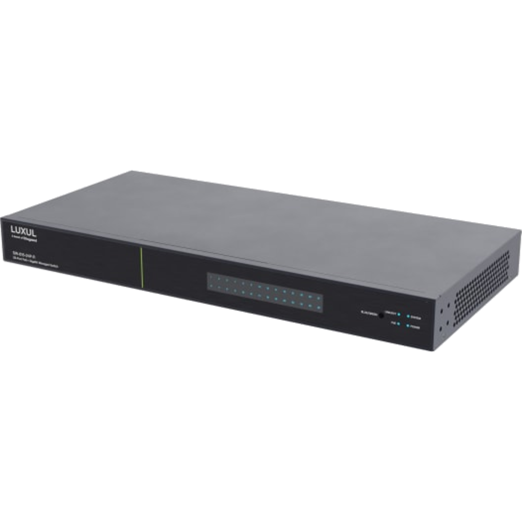 [LUX-SW-615-24P-R-E] Legrand SW-615-24P-R – 24-port managed PoE+ AV-nettverkssvitsj med 4 x 10G SFP+ uplink