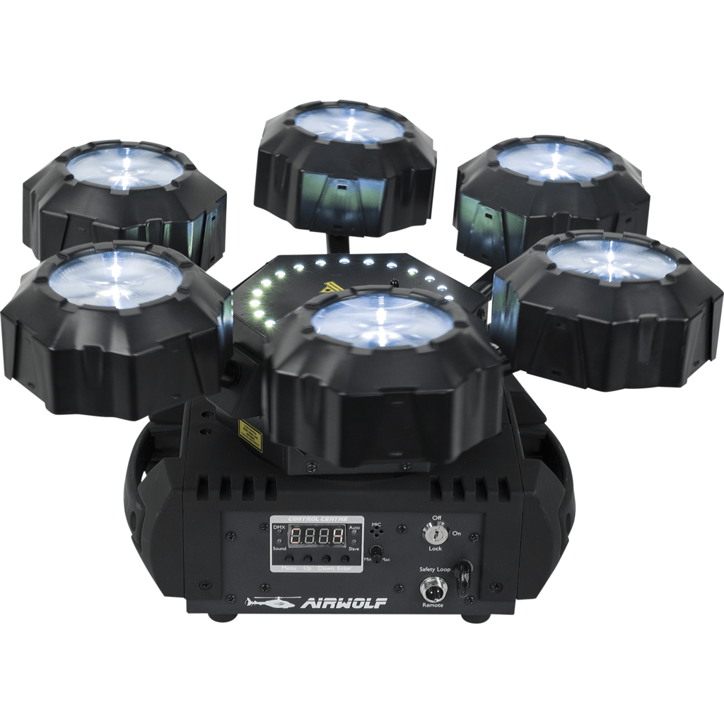 [43164] Showtec 43164 Airwolf – multi-effektlampe med RGBW beams, strobe og laser