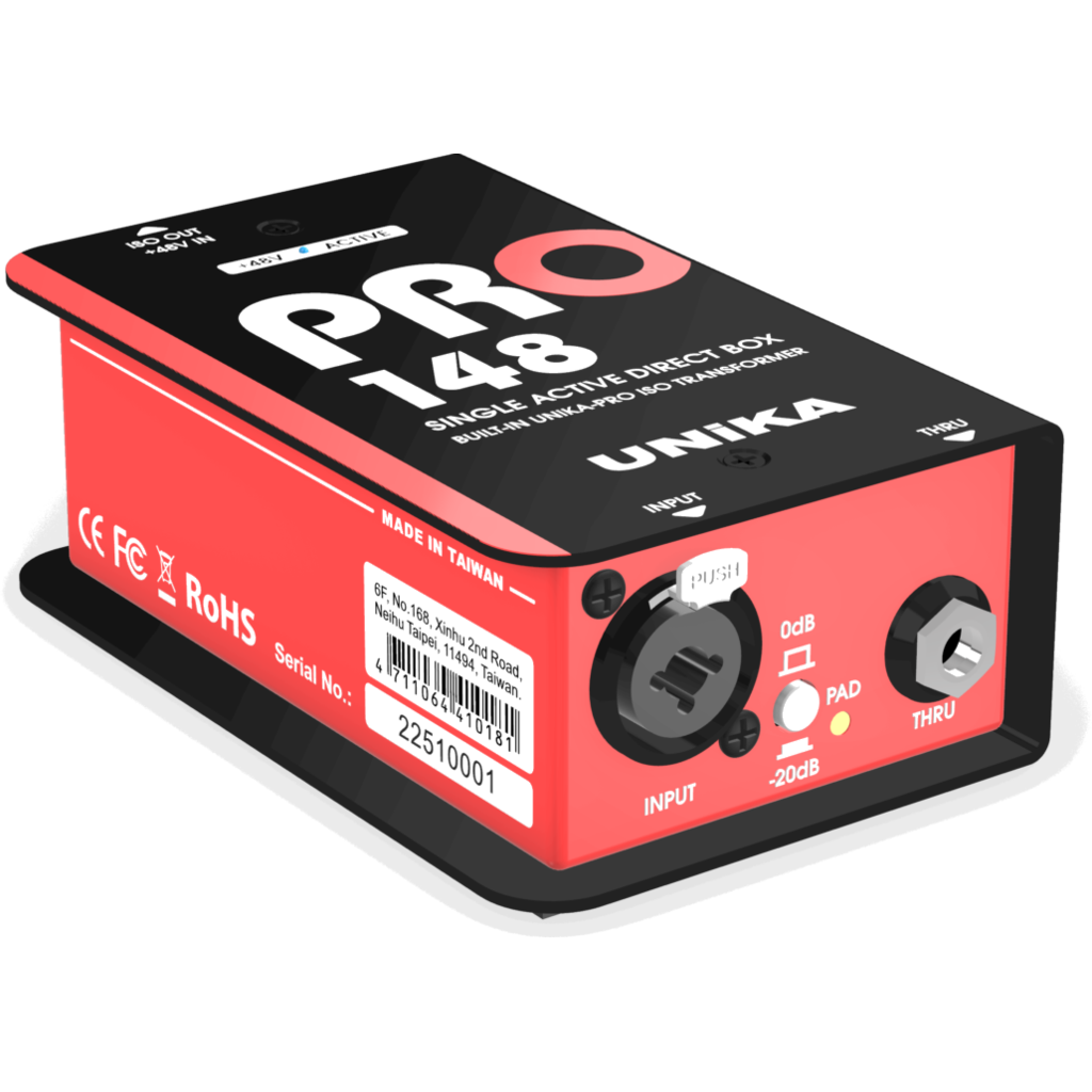 [28734] UNiKA PRO 148 – Aktiv DI-boks for gitar og bass med transformatorisolasjon