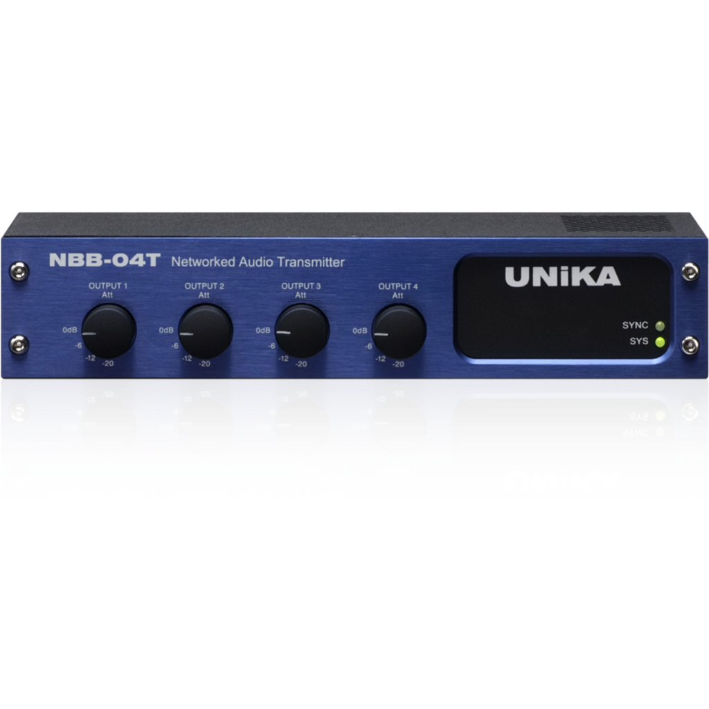 [29768] UNiKA NBB-04T – 4-kanals Dante audio transmitter med PoE