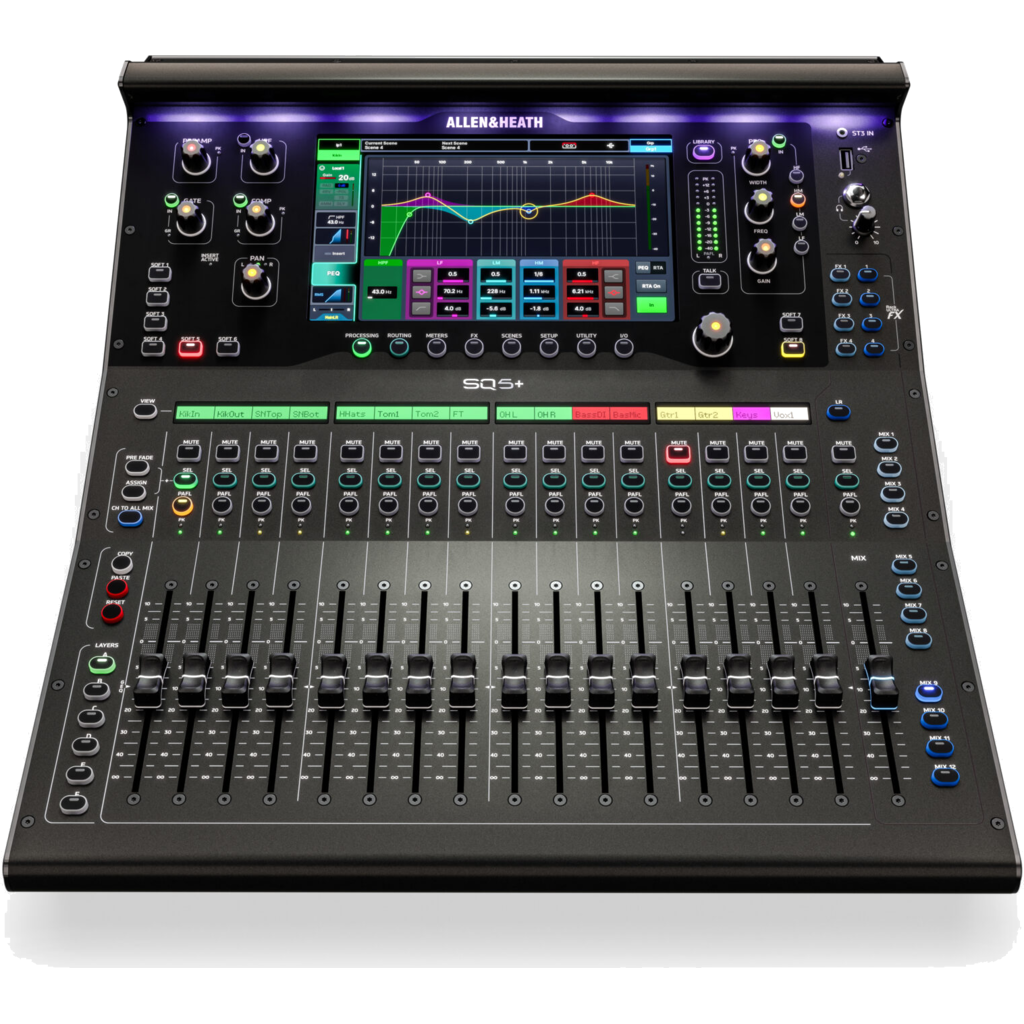 A&H SQ5+ 96 kHz digital mikser – 48 kanaler, 16 XLR inn, 12 XLR ut og 12 FX-motorer