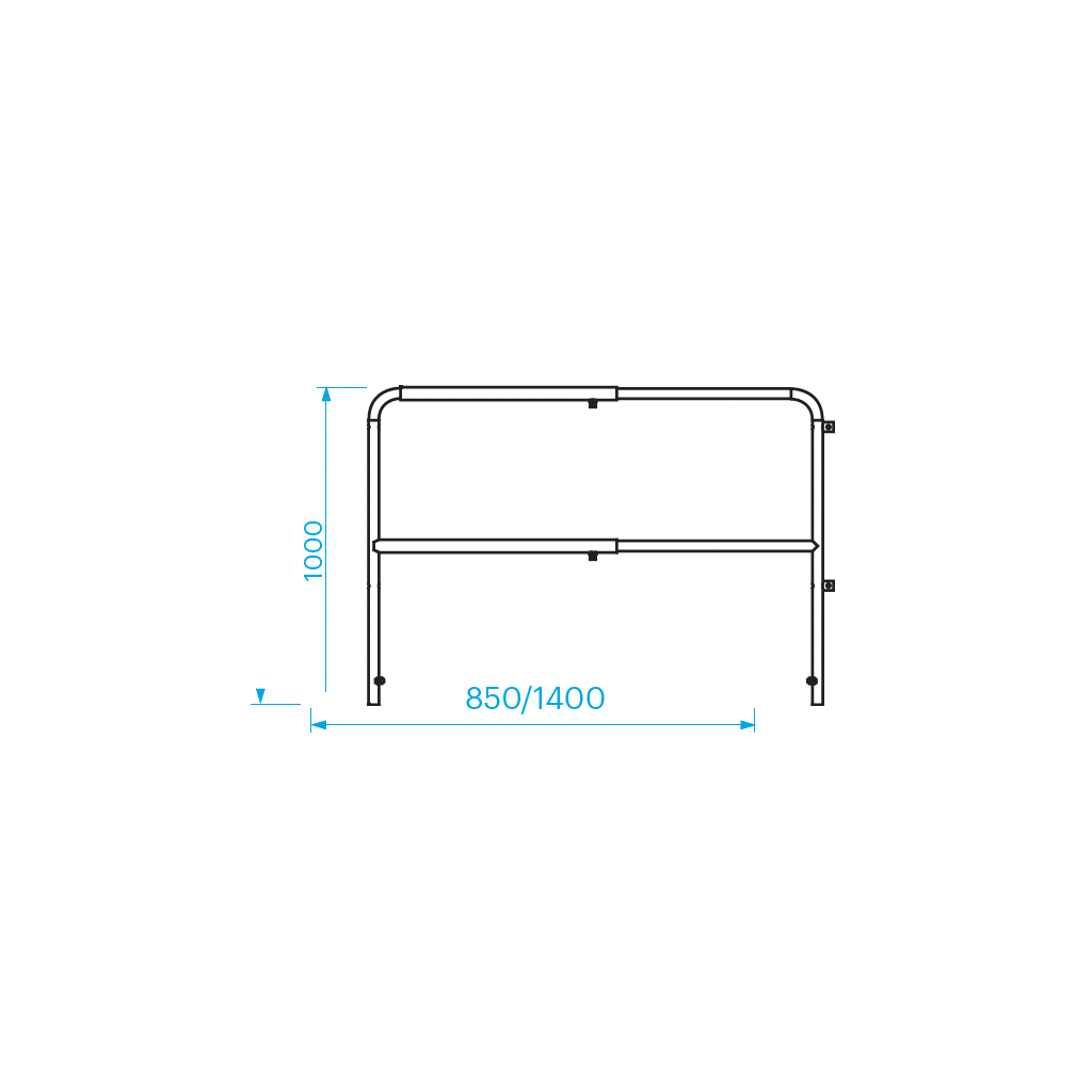 [166432] Prolyte SM-RAIL Easyrail rekkverk – 30kg, justerbart 84-140cm