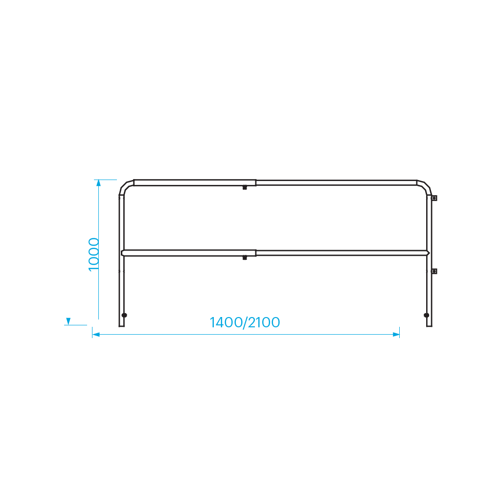 [165684] Prolyte SM-RAIL Easyrail rekkverk – 30kg, justerbart 140-200cm