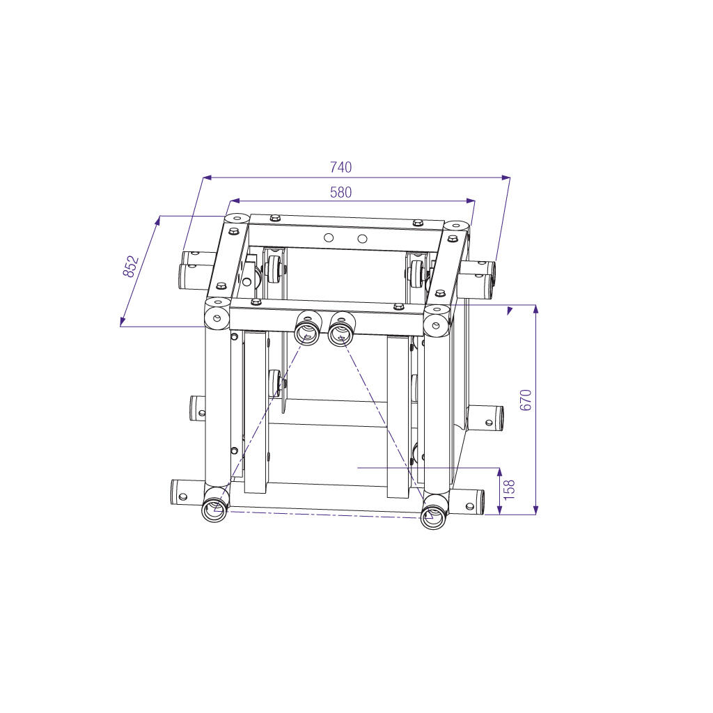 [165734] Prolyte ST-Tårn sleideblokk ST-010 – 4-Veis, Alu, U/Koblinger, For 52F-tross