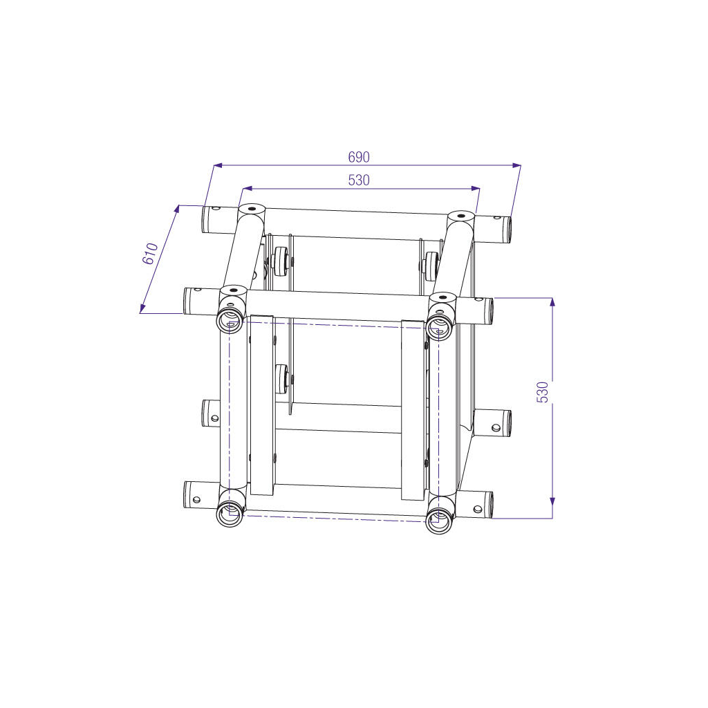[165736] Prolyte ST-Tårn sleideblokk ST-010 – 4-Veis, Alu, U/Koblinger, For 52V-tross