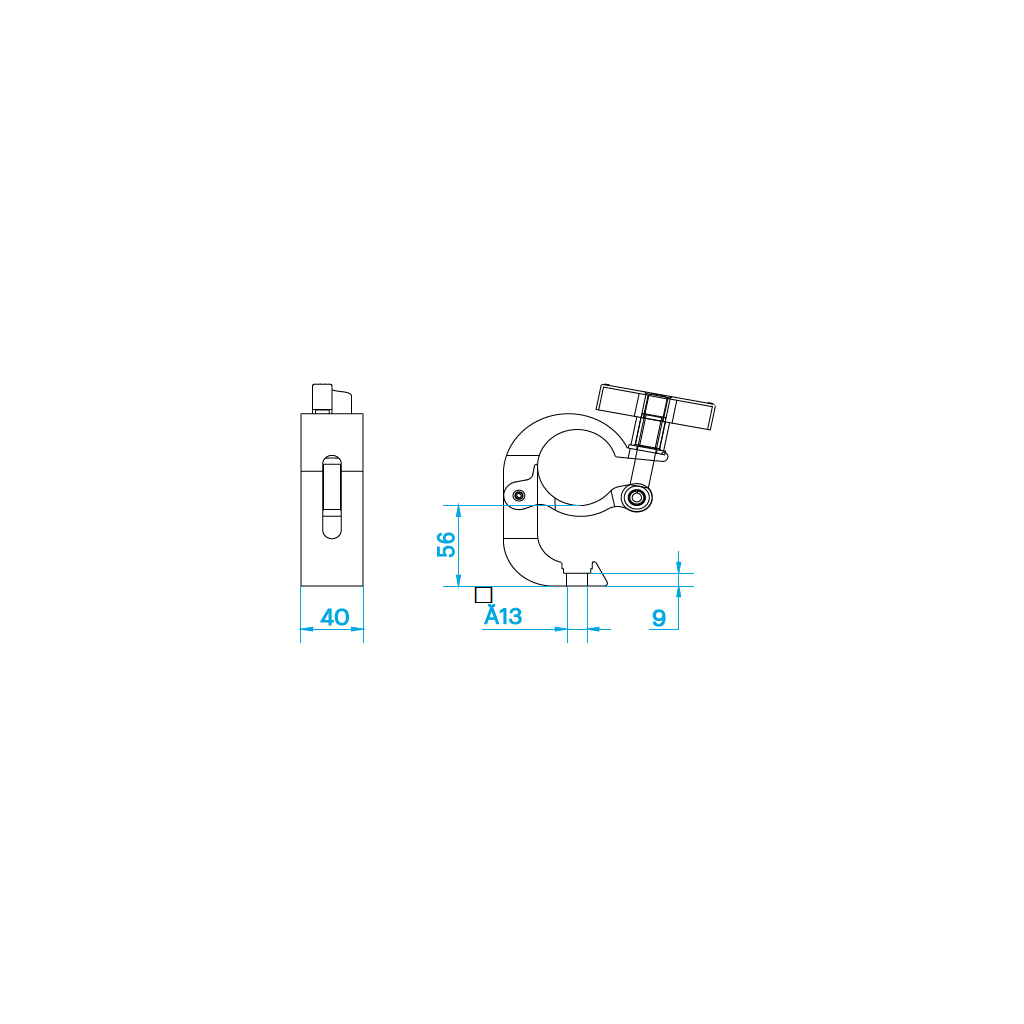 Prolyte CLP-P589B klemme – SWL 350kg (Sf8:1), Alu, For Ø48-51mm Rør