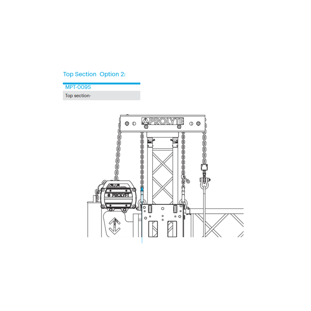 Prolyte MPT-Tårn Toppstykke MPT-009S – Symetrisk, Alu, For 30V-tross