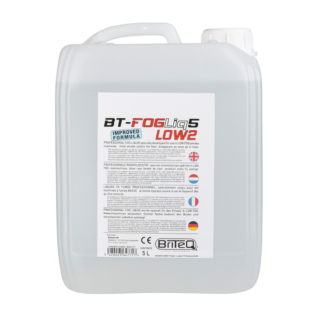 Briteq Low Fog – lavtåkevæske, 4 × 5 l