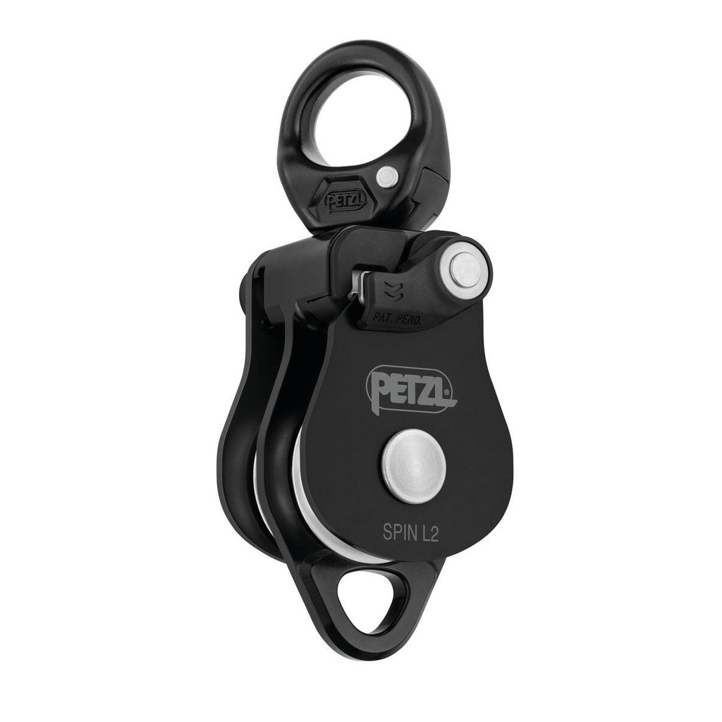 [168793] Petzl SPIN L2 – høyeffektiv dobbel trinse med svivel (Sort)