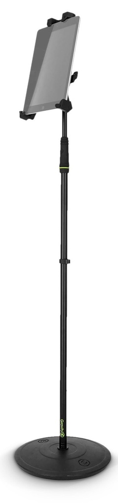 Gravity Traveler tablet holder and microphone stand with round base